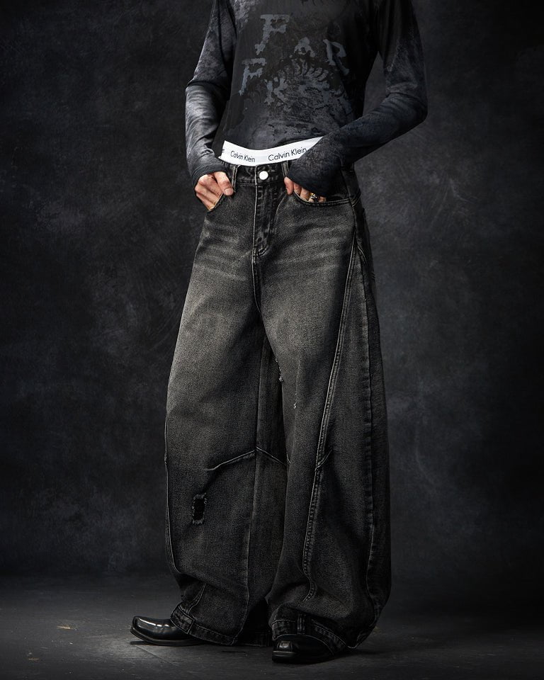 Washed Black Balloon Jeans