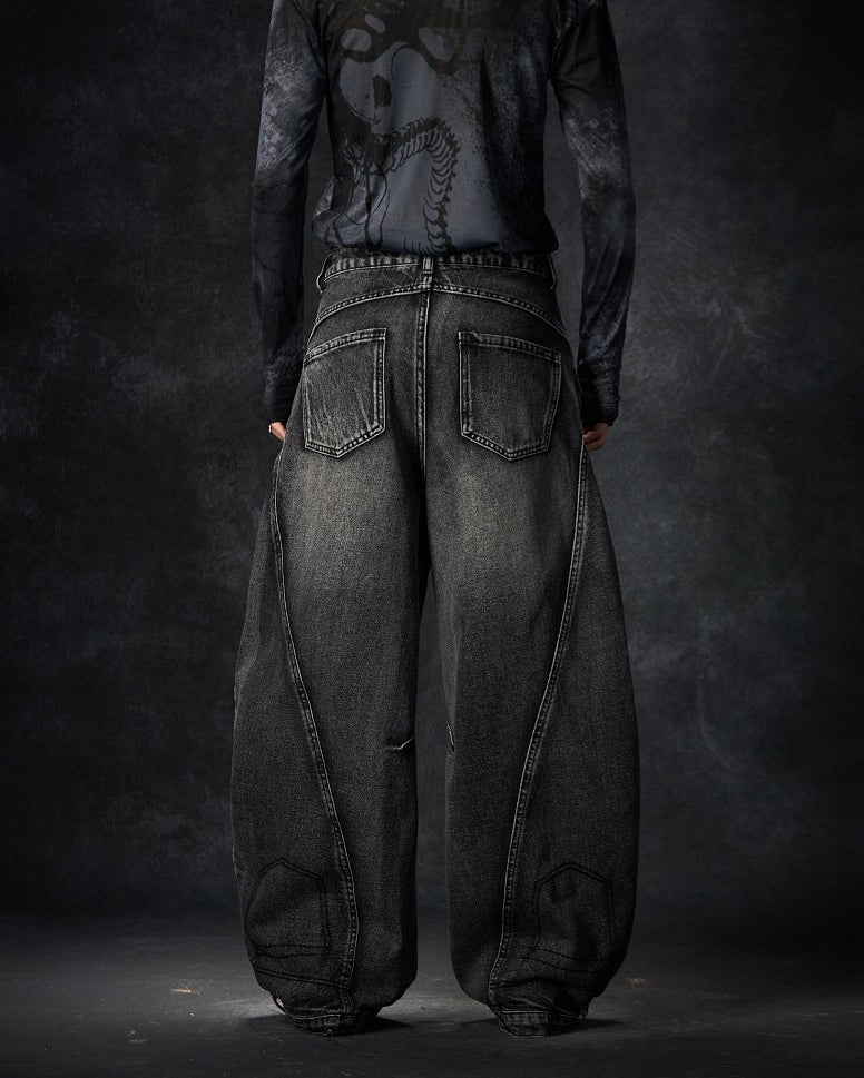 Washed Black Balloon Jeans