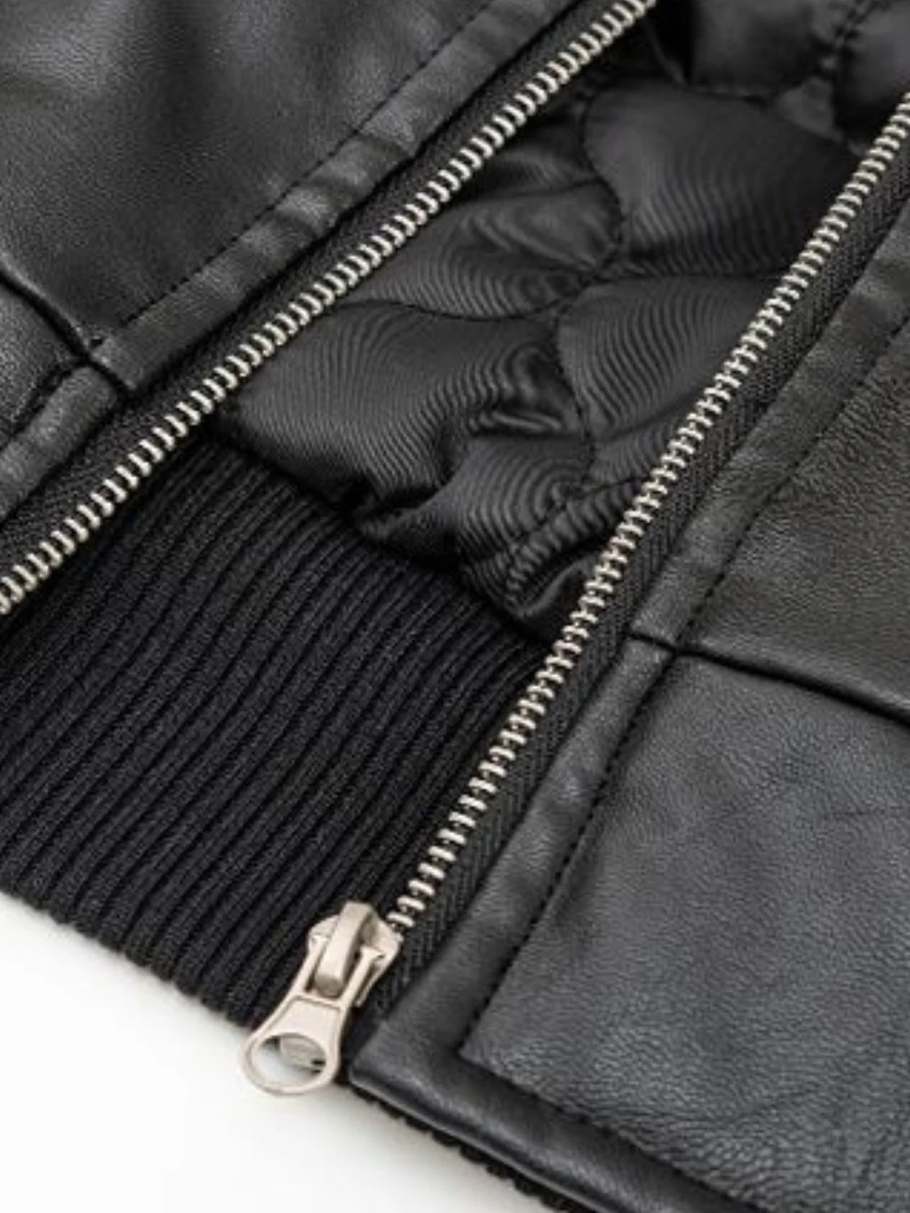 Faux Leather Fur Hood Bomber