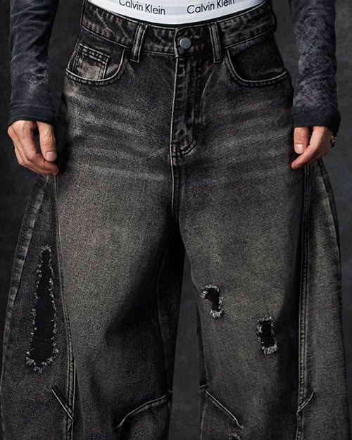 Washed Black Balloon Jeans