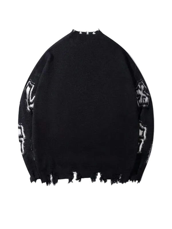 PALE ALTAR — Distressed Cross Sweater