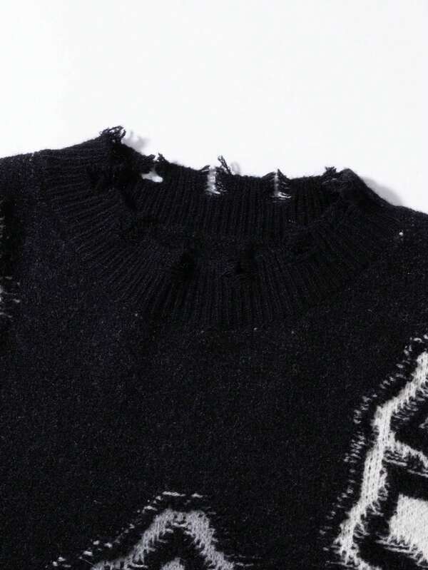 PALE ALTAR — Distressed Cross Sweater