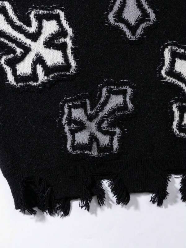 PALE ALTAR — Distressed Cross Sweater