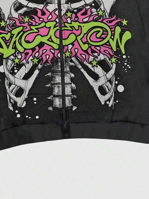 NEON RIBCAGE — Spiked Zip Hoodie