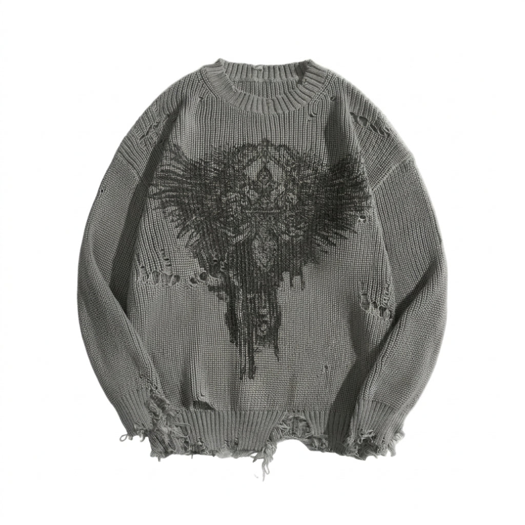 FALLEN WING — Distressed Knit Sweater