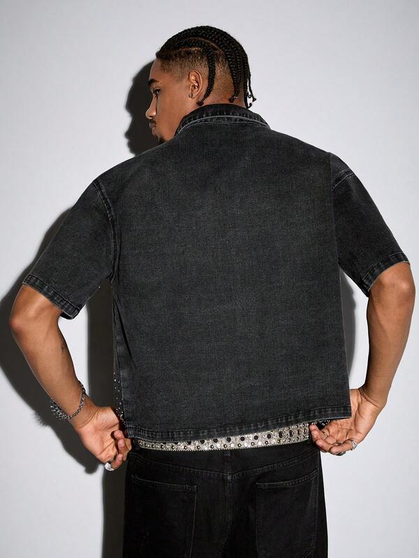 Crystal Cross Denim Shirt