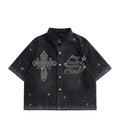 Crystal Cross Denim Shirt