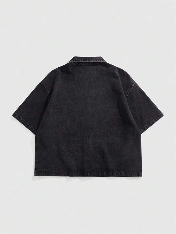 Crystal Cross Denim Shirt