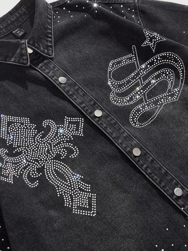 Crystal Cross Denim Shirt