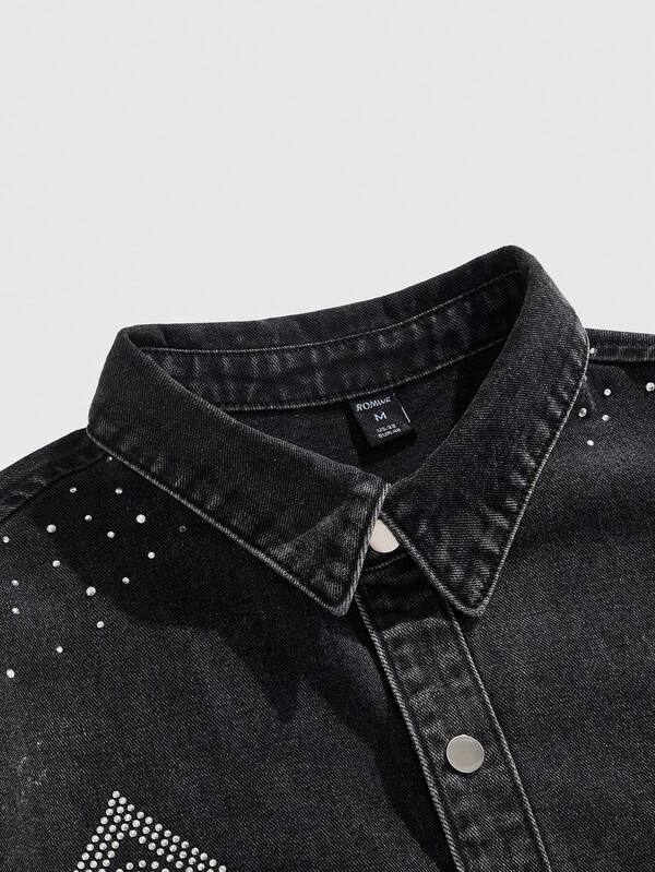 Crystal Cross Denim Shirt
