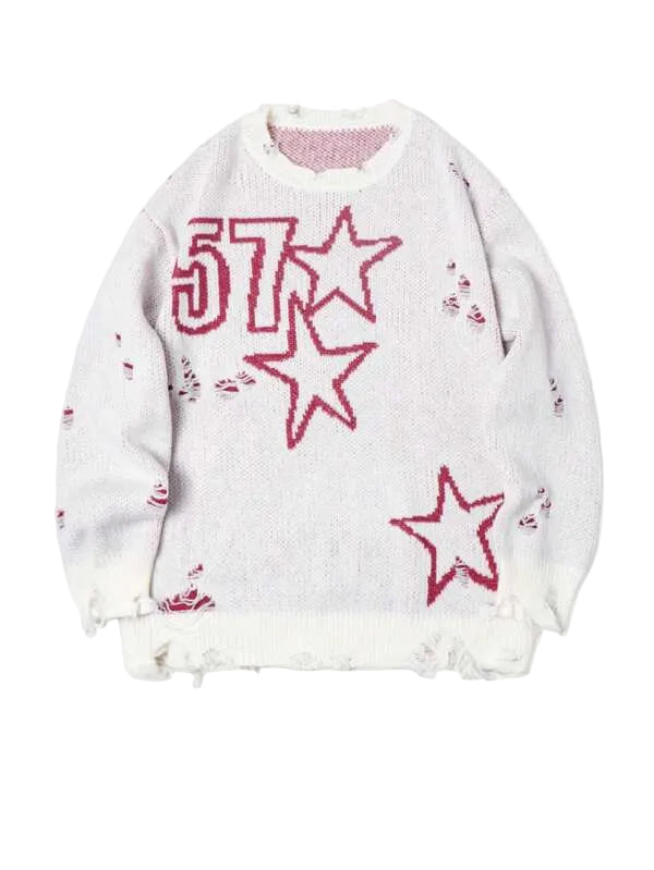 STARFALL 57 — Distressed Knit Sweater