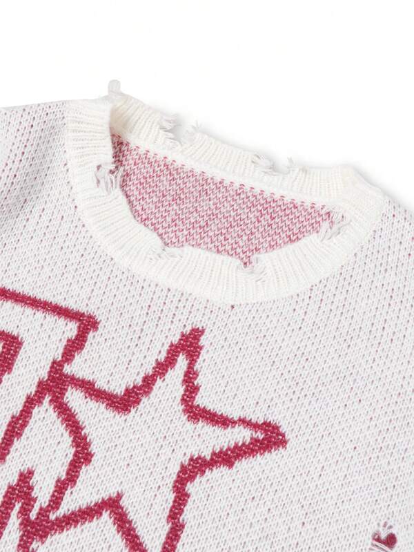 STARFALL 57 — Distressed Knit Sweater
