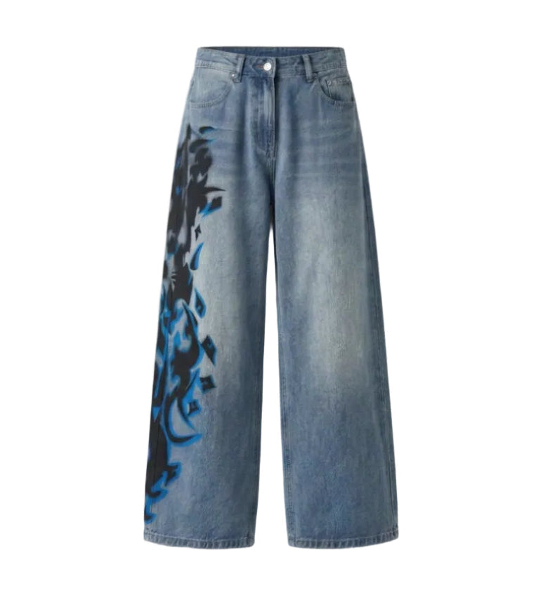 BLUE HEX — Tribal Baggy Jeans