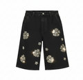 Crystal Flower Denim Shorts