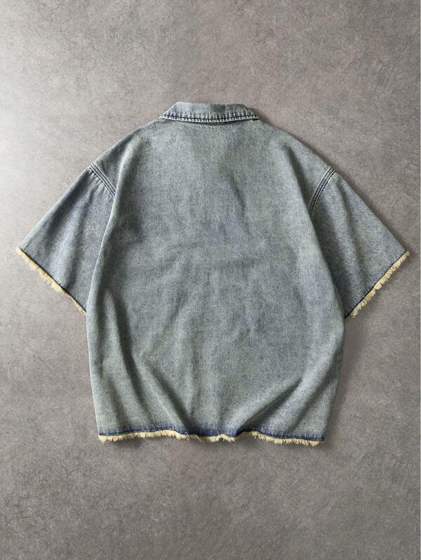 Frayed Script Denim Shirt