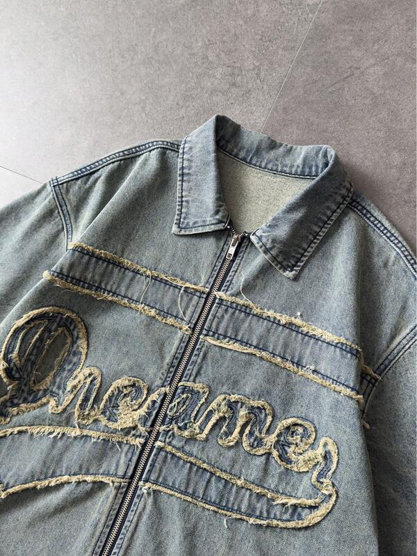 Frayed Script Denim Shirt