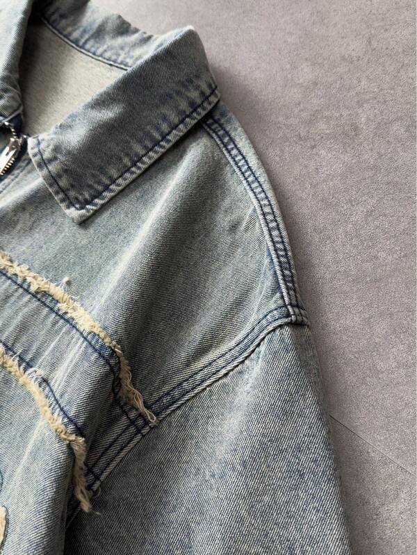 Frayed Script Denim Shirt