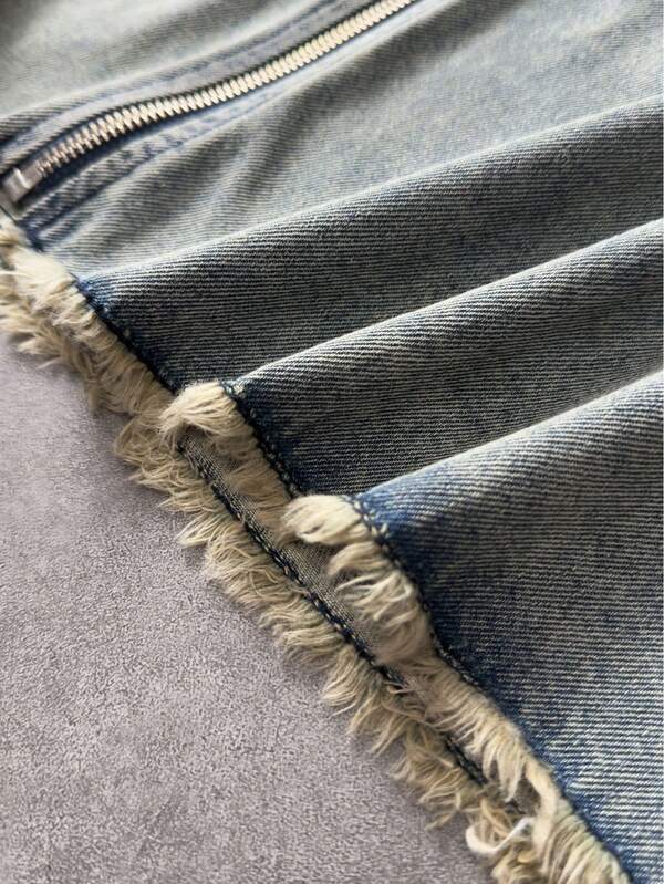Frayed Script Denim Shirt