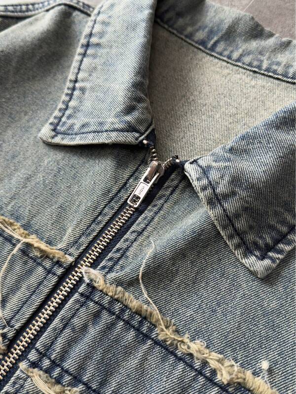 Frayed Script Denim Shirt