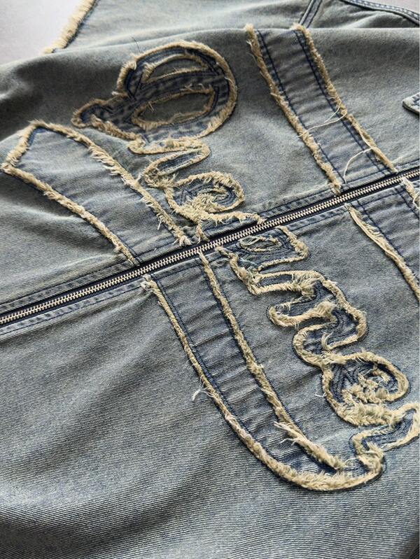 Frayed Script Denim Shirt