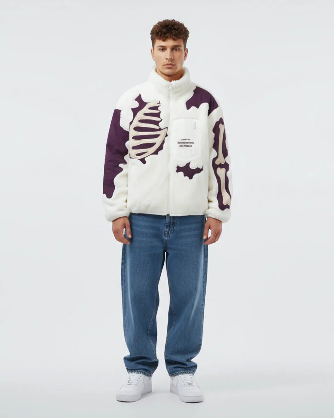 Skeleton Sherpa Jacket White/Purple