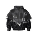 Distressed Denim x Leather Hybrid Jacket