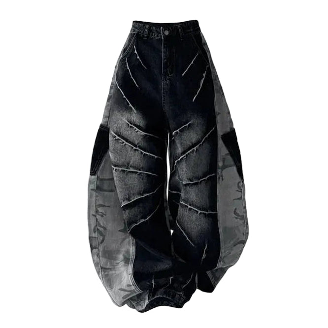 Camo Patchwork Baggy Jeans