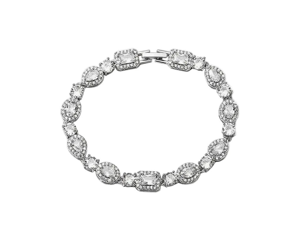 Multi-Shape Halo CZ Tennis Bracelet