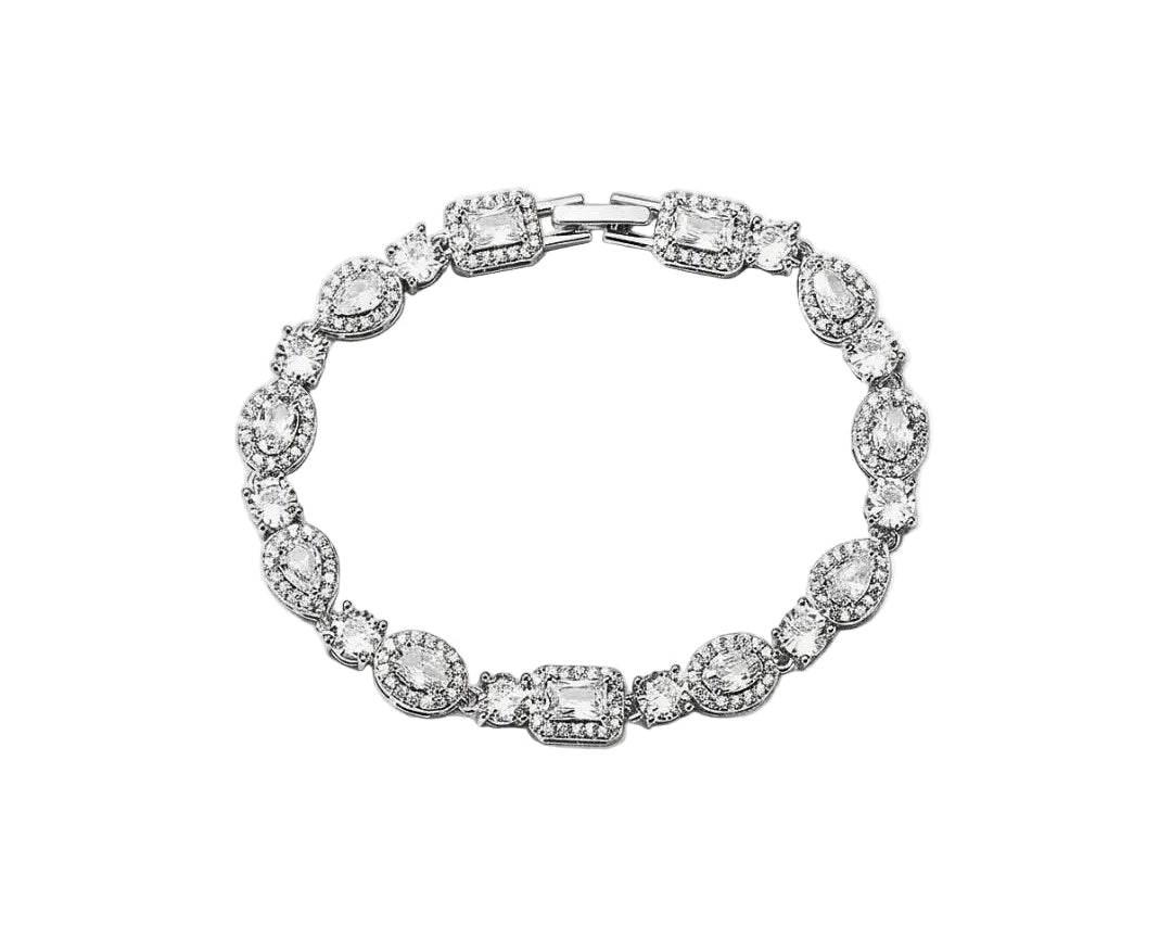 Multi-Shape Halo CZ Tennis Bracelet