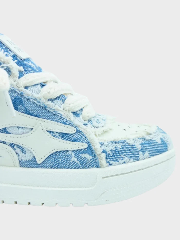 Frayed Star Low Sneaker — Denim Blue