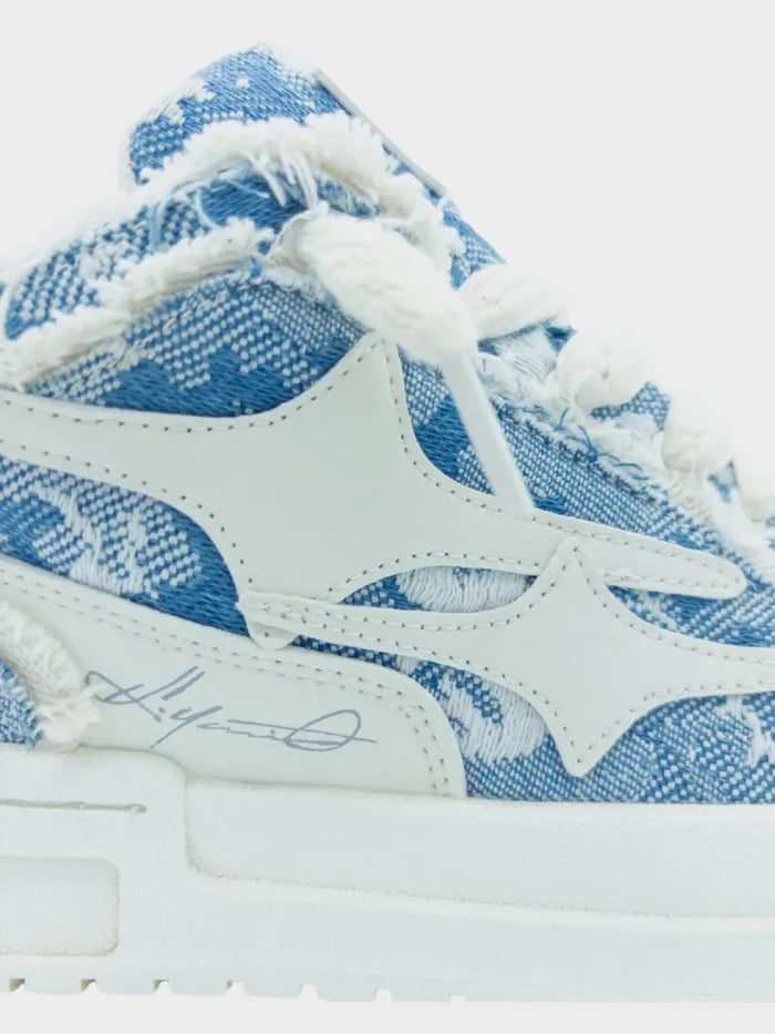 Frayed Star Low Sneaker — Denim Blue