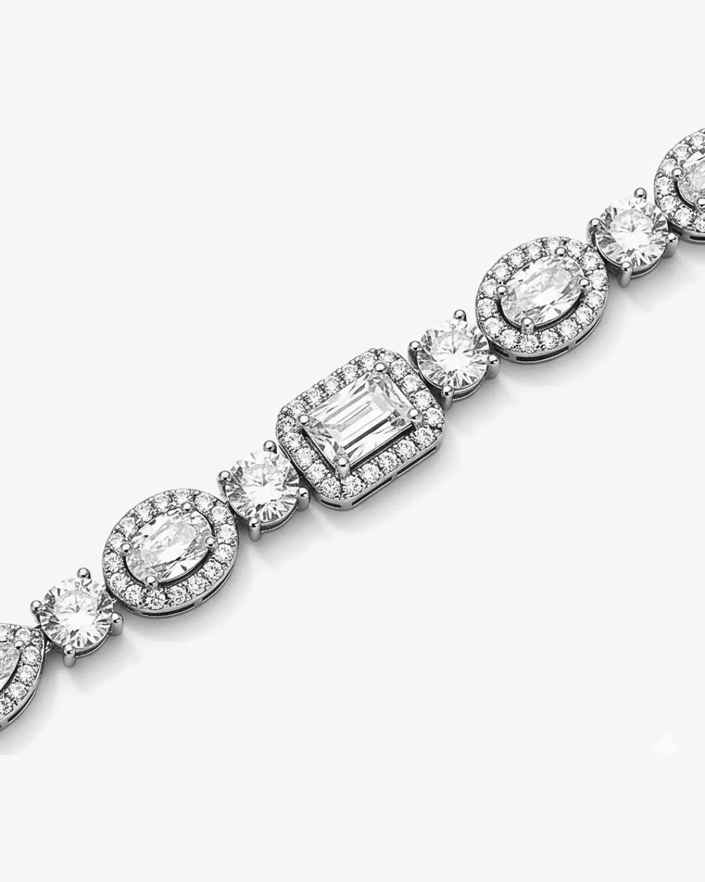 Multi-Shape Halo CZ Tennis Bracelet