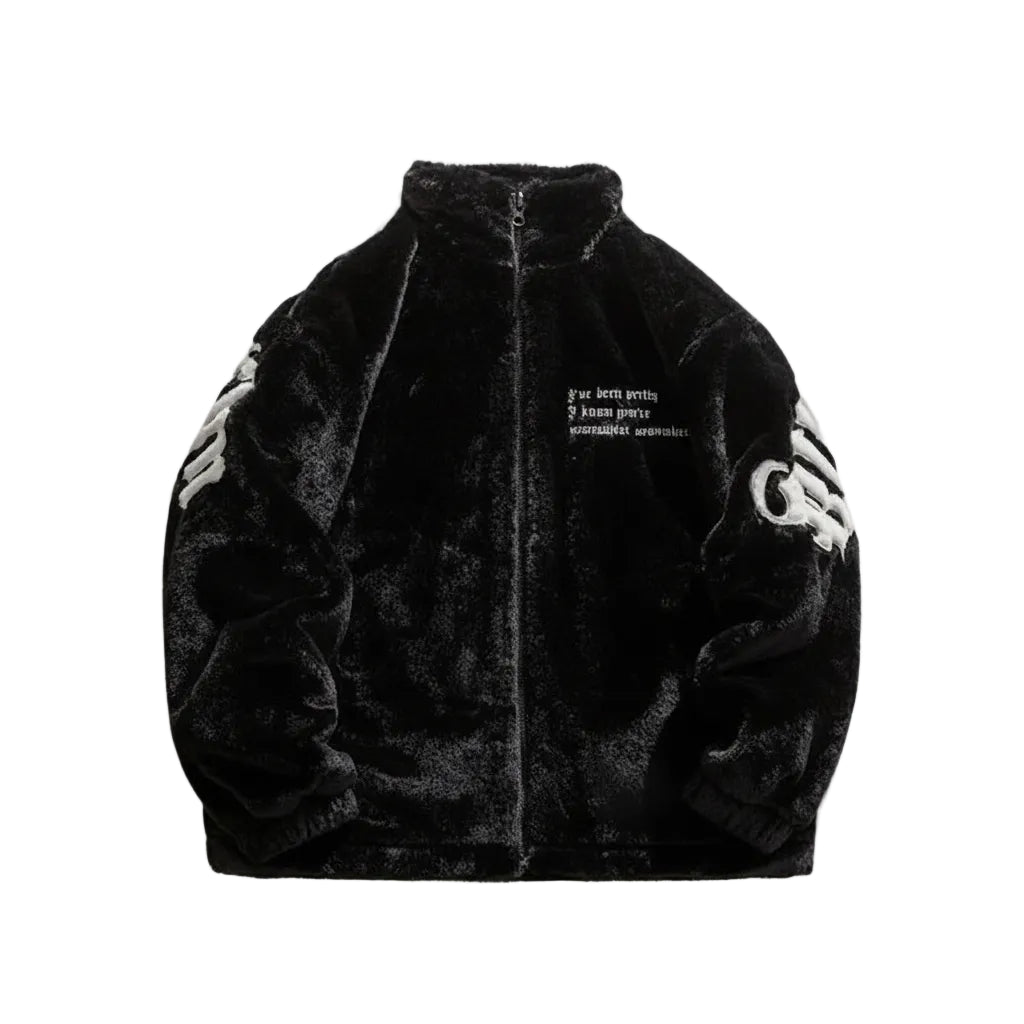 Faux Fur Gothic Embroidery Jacket