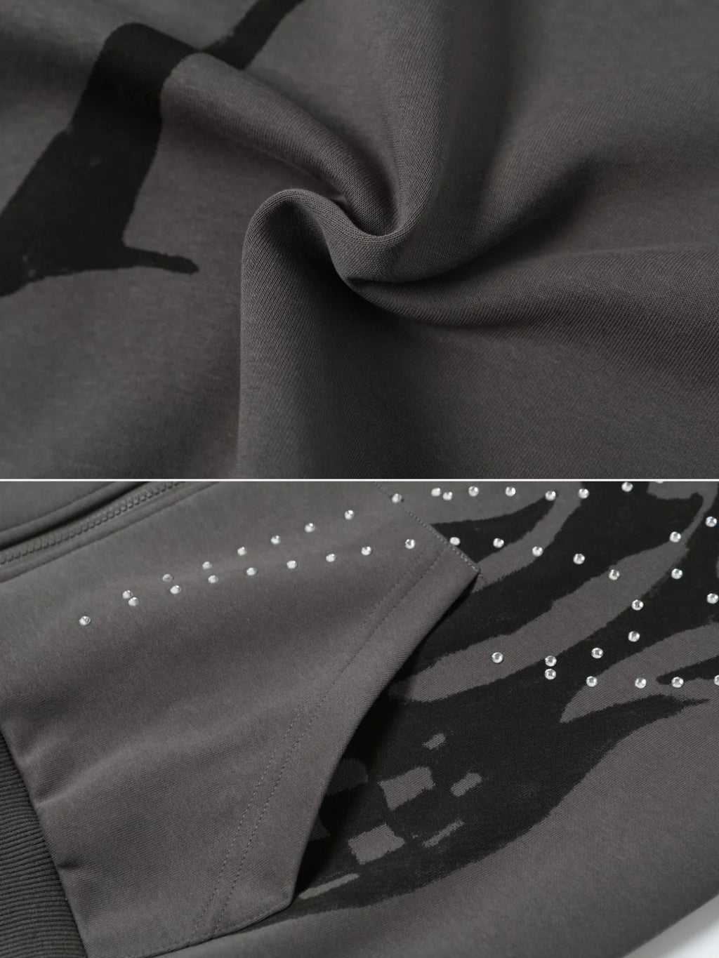 Flame Rhinestone Zip Hoodie