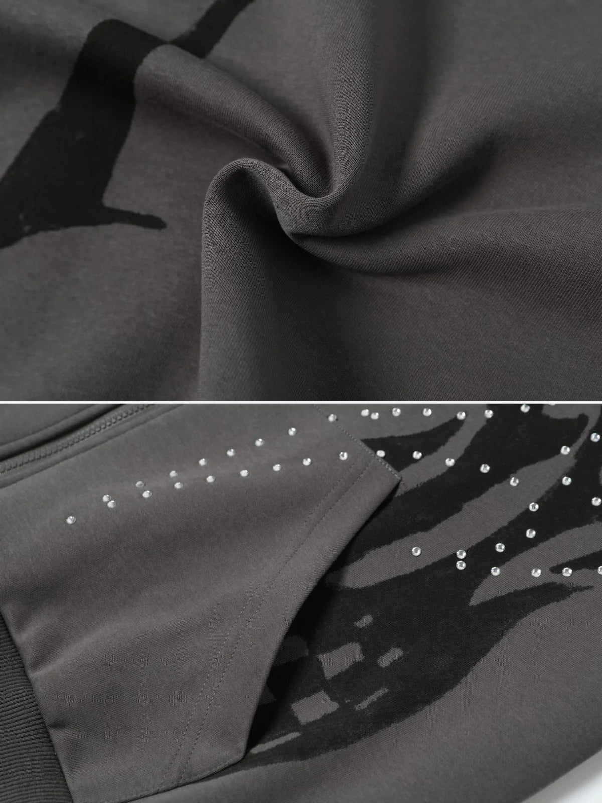 Flame Rhinestone Zip Hoodie