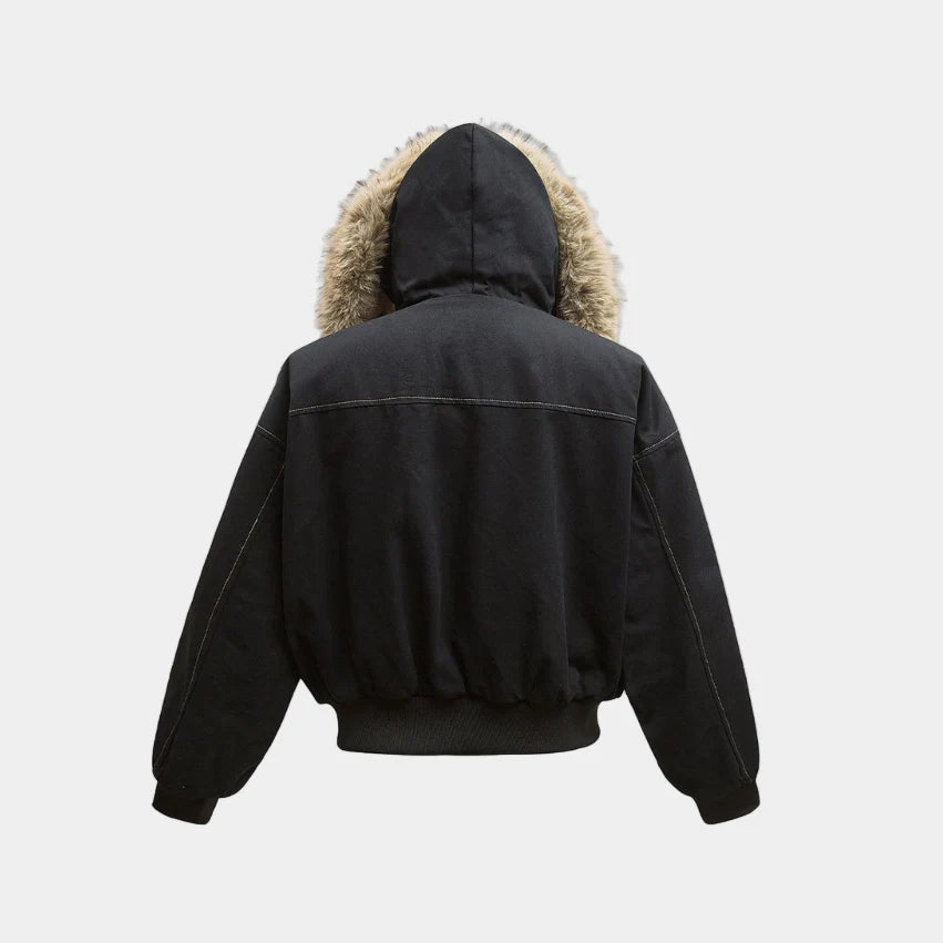 Fur-Lined Technical Bomber Jacket