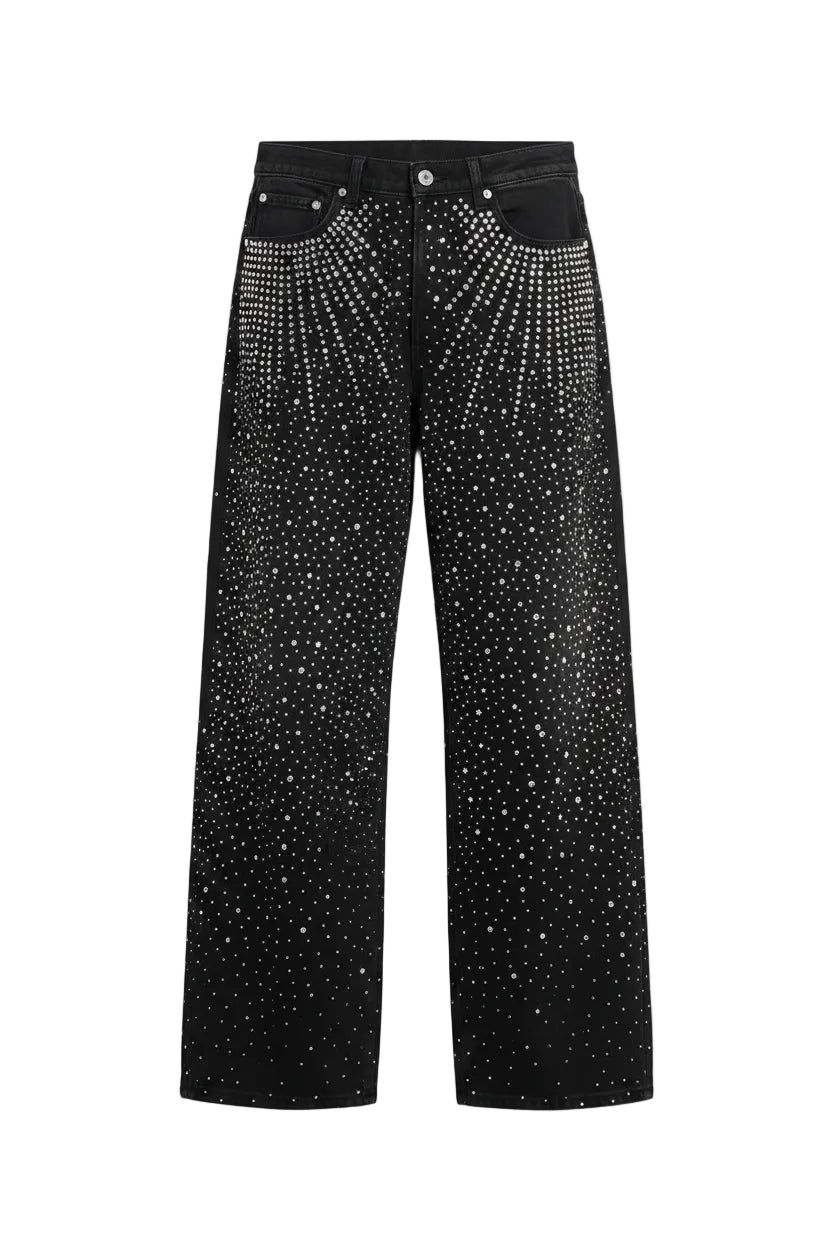 Crystal Rhinestone Denim — Black