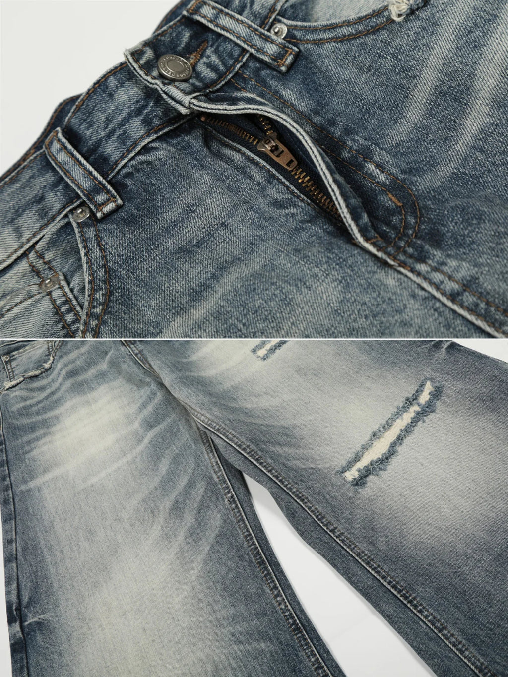 Distressed Vintage Denim — Washed Blue