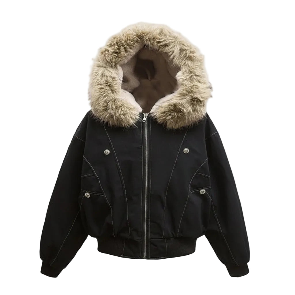 Fur-Lined Technical Bomber Jacket