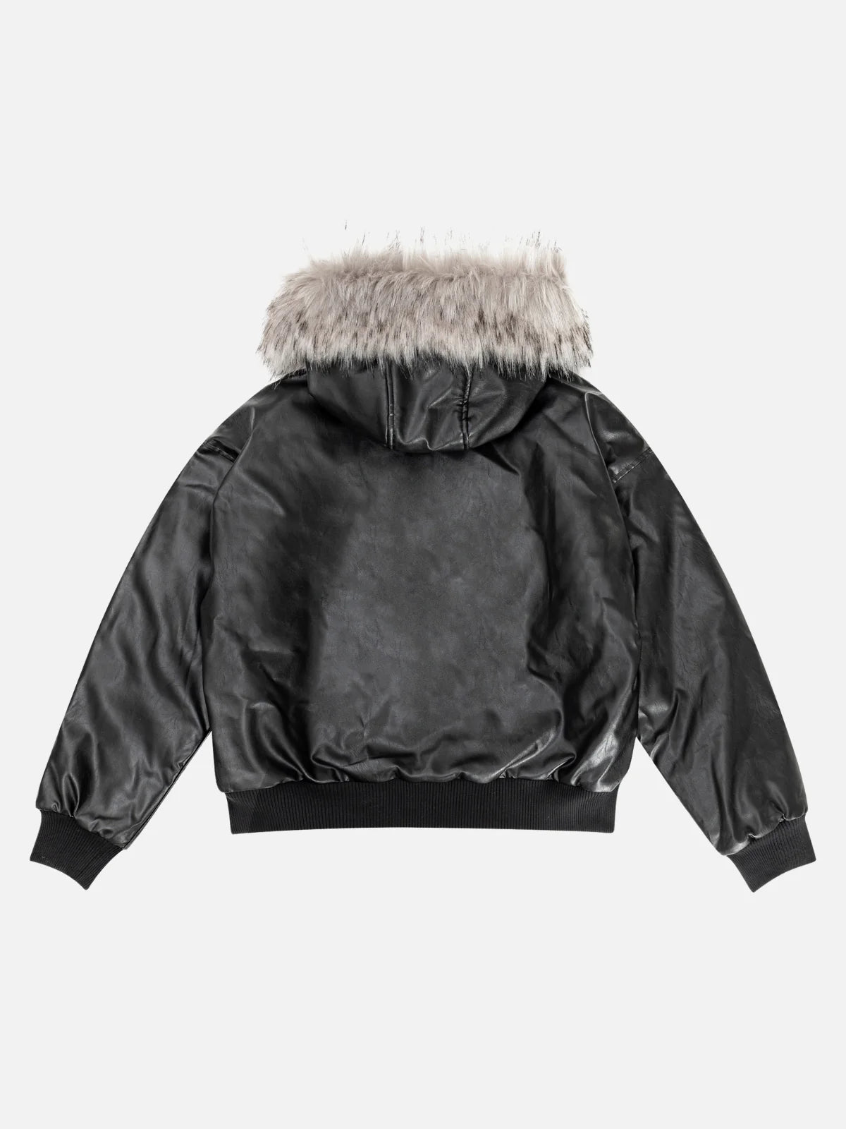 Faux Leather Fur Hood Bomber
