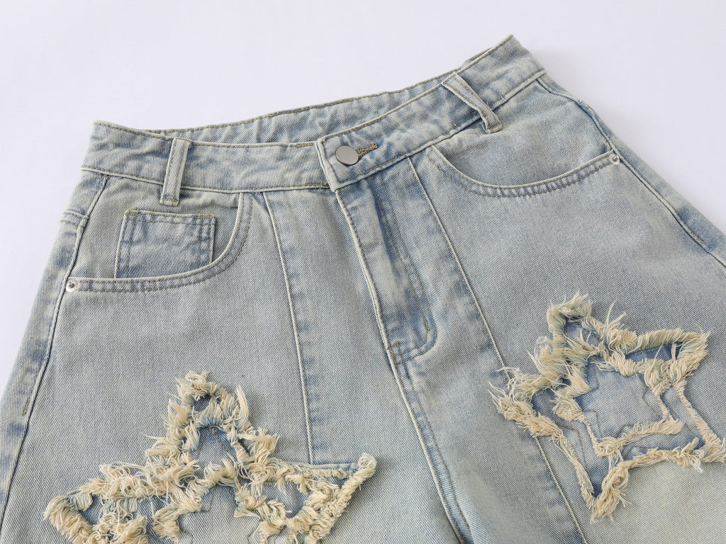 Star Frayed Denim — Ice Blue