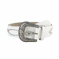 Silver Stud Western Belt — White