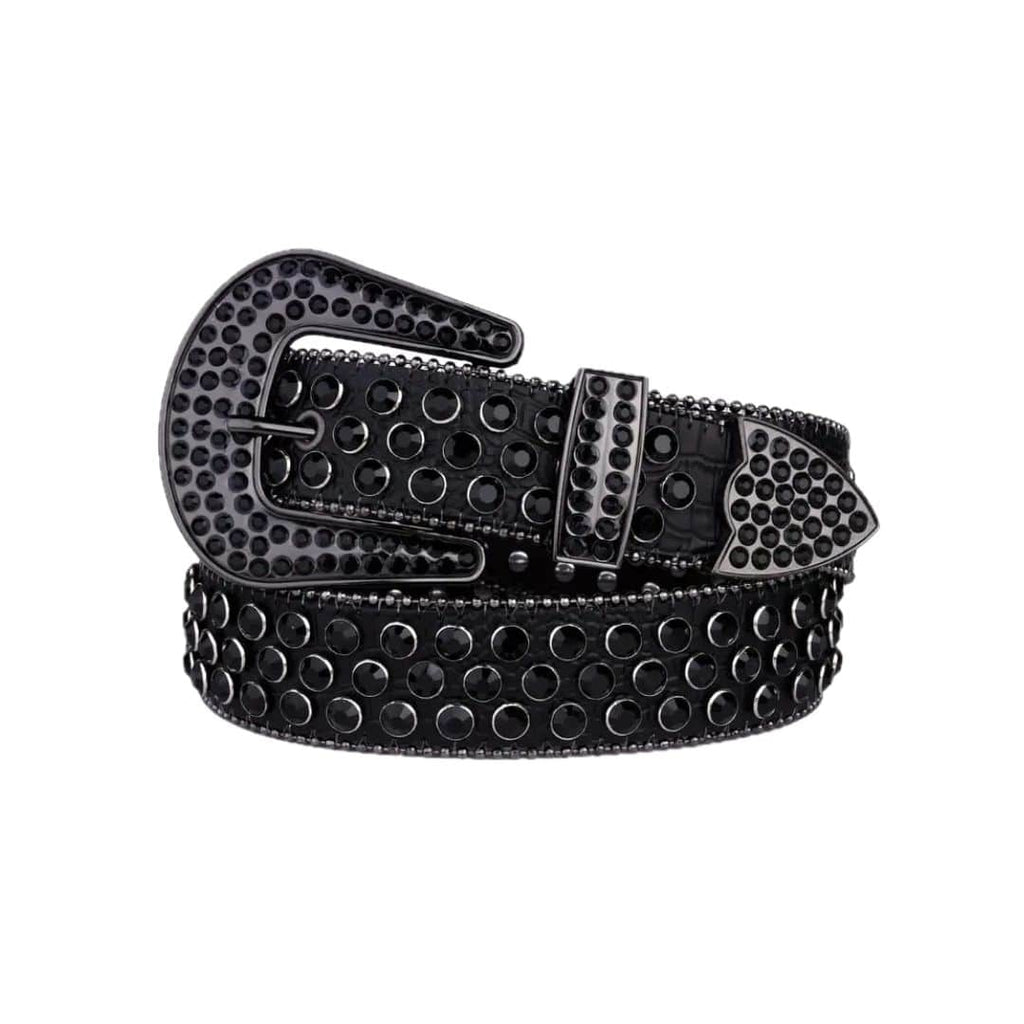 Black Dazzle Rhinestone Belt — Black