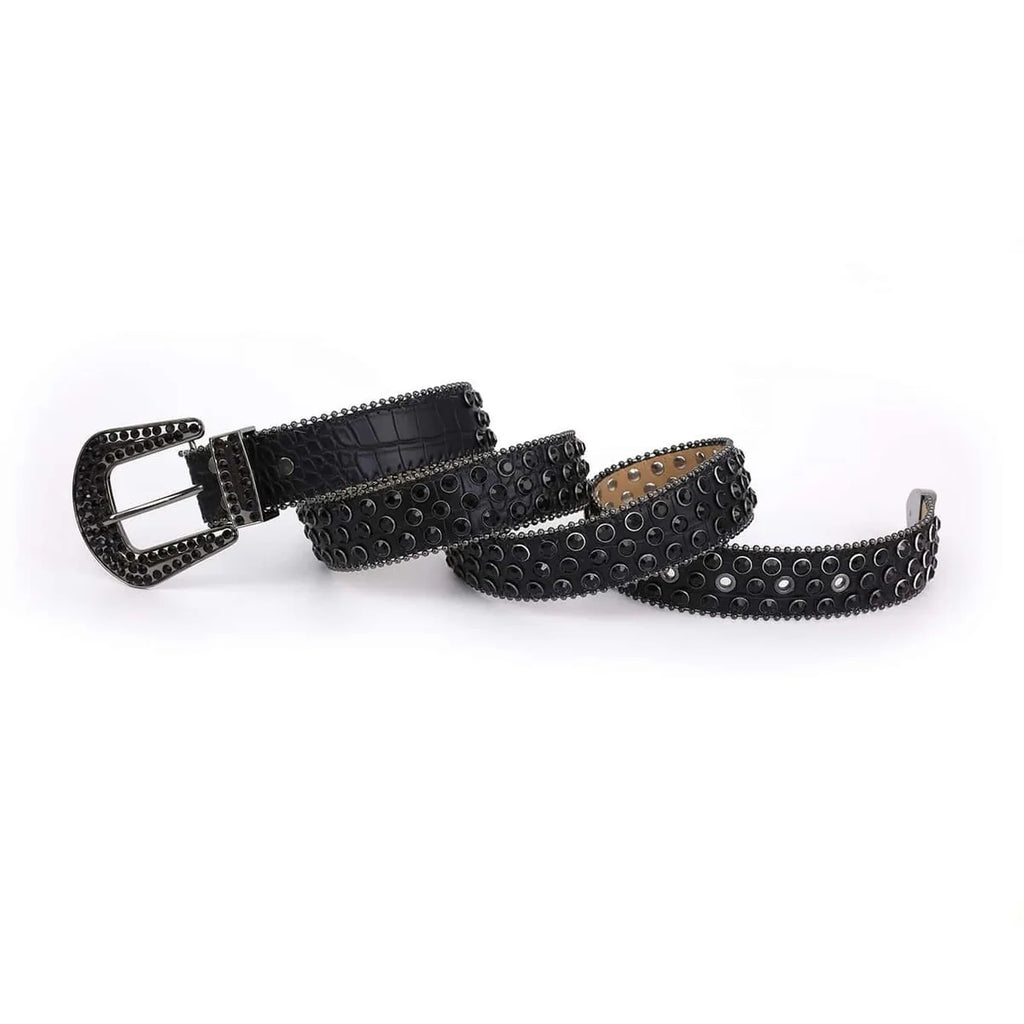 Black Dazzle Rhinestone Belt — Black