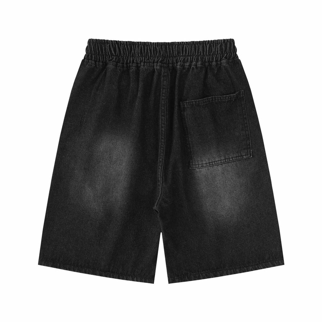 Infinity Cross Denim Shorts — Black Washed