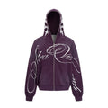 Demon Script Zip Hoodie — Purple