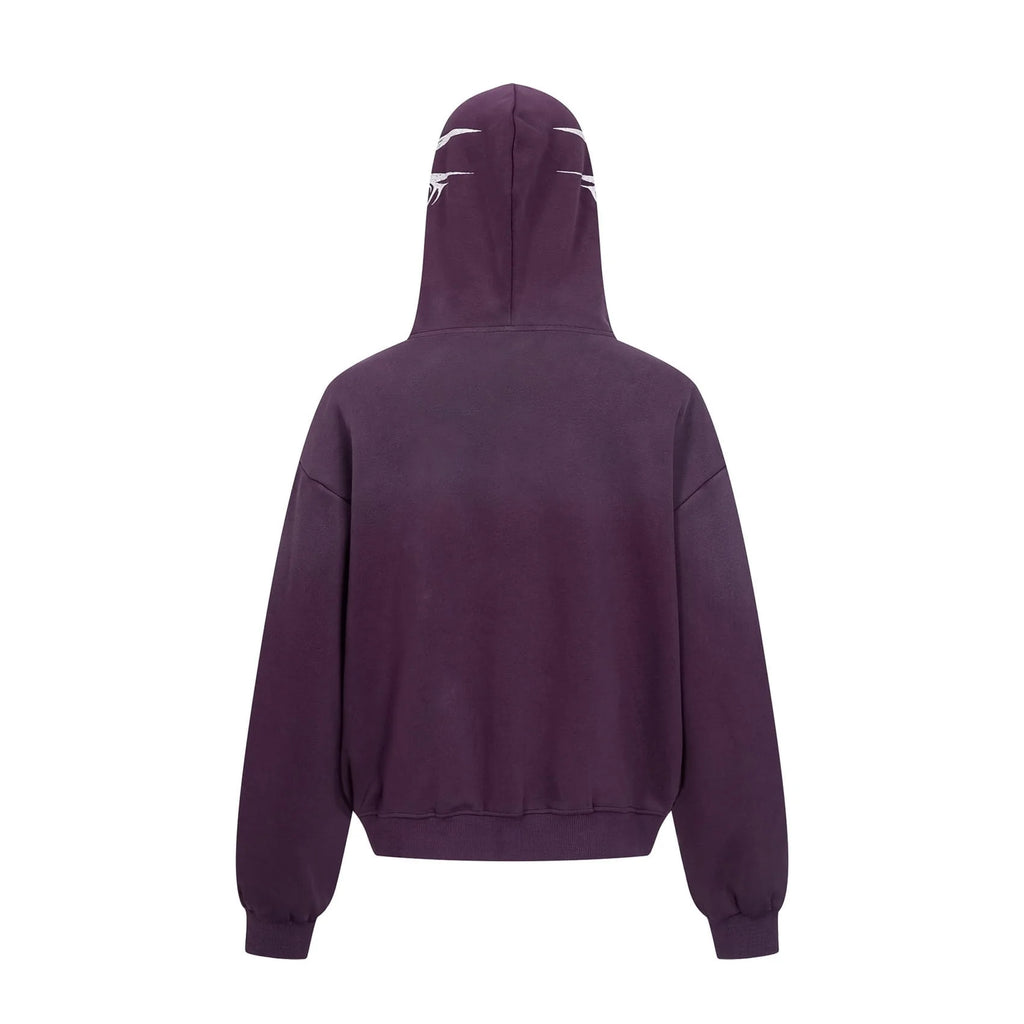 Demon Script Zip Hoodie — Purple