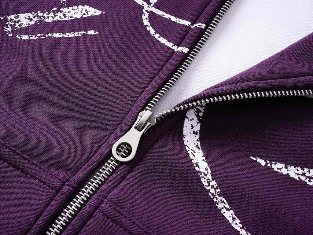 Demon Script Zip Hoodie — Purple