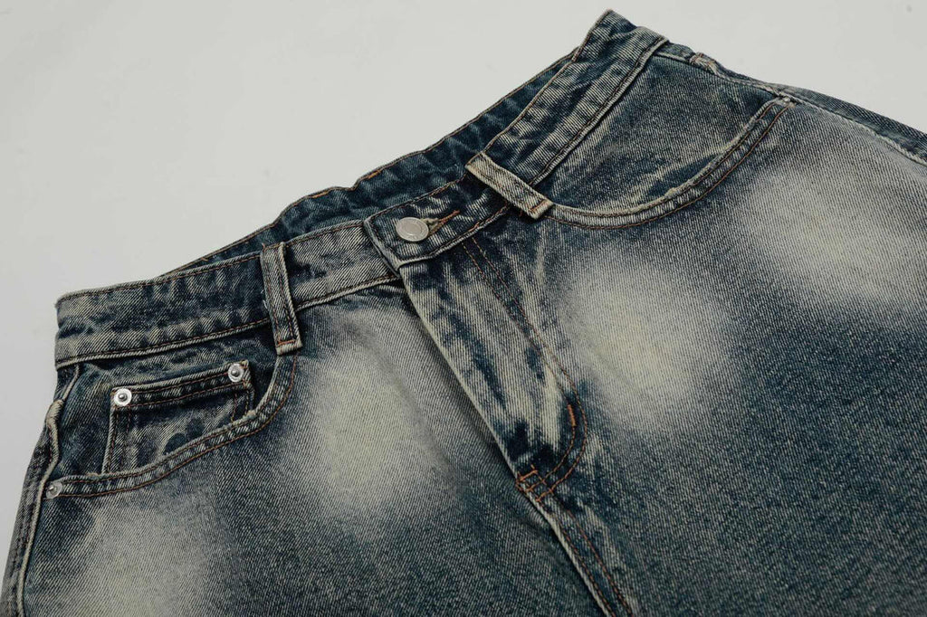 Flame Bleach Denim Shorts