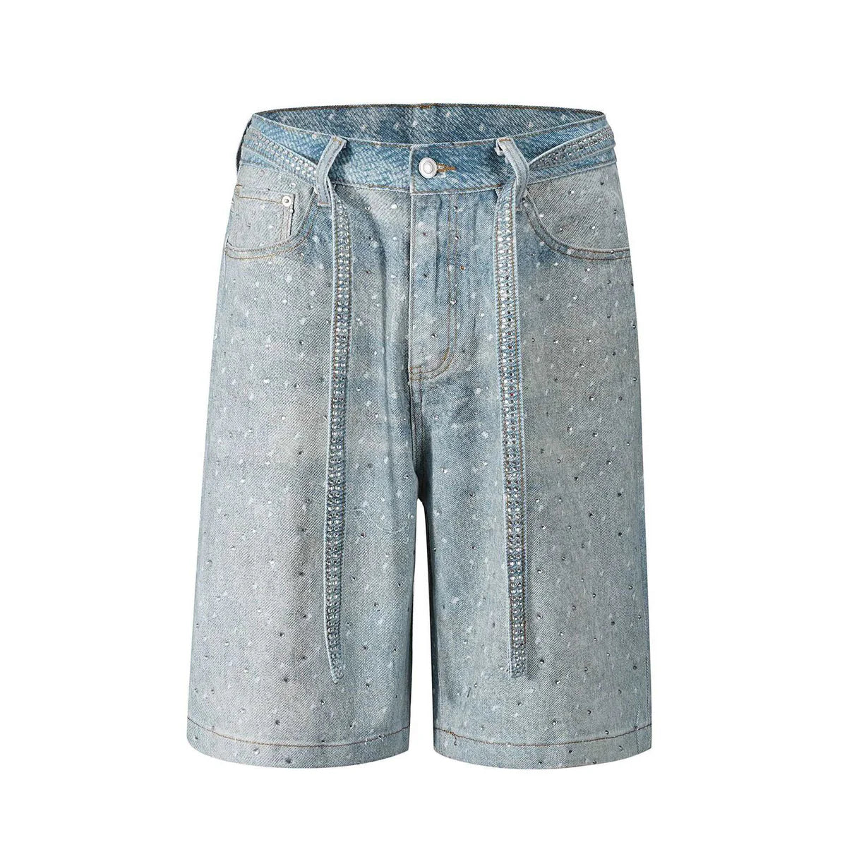 Crystal Denim Shorts — Ice Blue